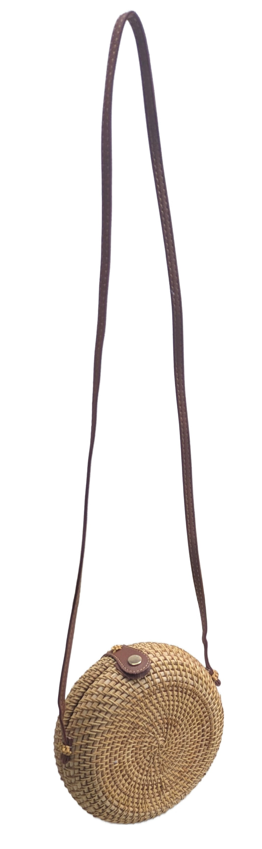 1000-20-0 RATTAN TASCHE RUND MIT KUNSTLEDERHENKEL