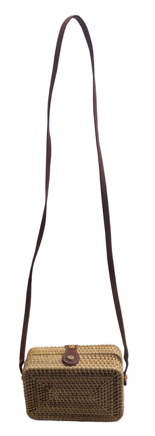 1001-20-0 RATTAN TASCHE RECHTECKIG MIT KUNSTLEDERHENKEL