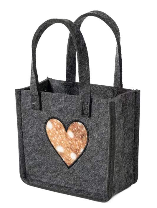 3515-55-50HF KLEINE FILZTASCHE DUNKELGRAU MIT HERZ FELL LOOK