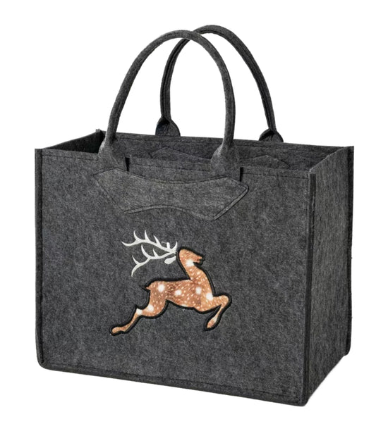 3553-55-50RF FILZTASCHE DUNKELGRAU MIT HIRSCH FELL LOOK