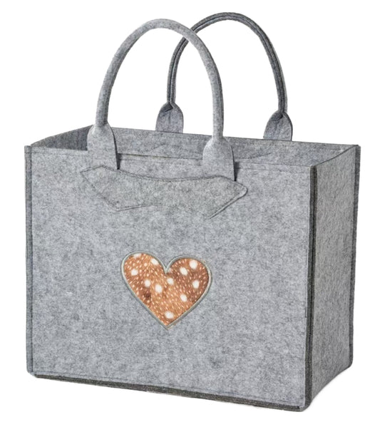 3553-56-50HF FILZTASCHE HELLGRAU MIT HERZ FELL LOOK