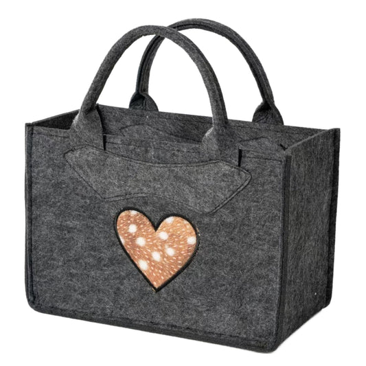 3557-55-50HF FILZTASCHE DUNKELGRAU MIT HERZ FELL LOOK