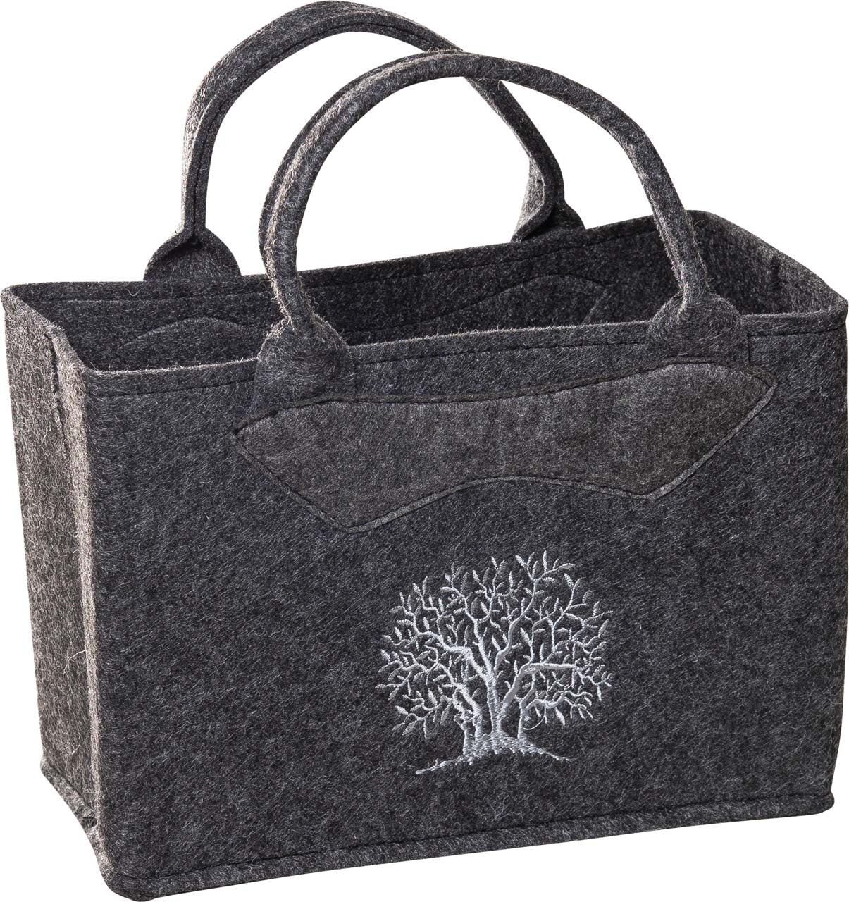 3557-55-56B FILZTASCHE UNI DUNKELGRAU BAUM SILBERGRAU GESTICKT