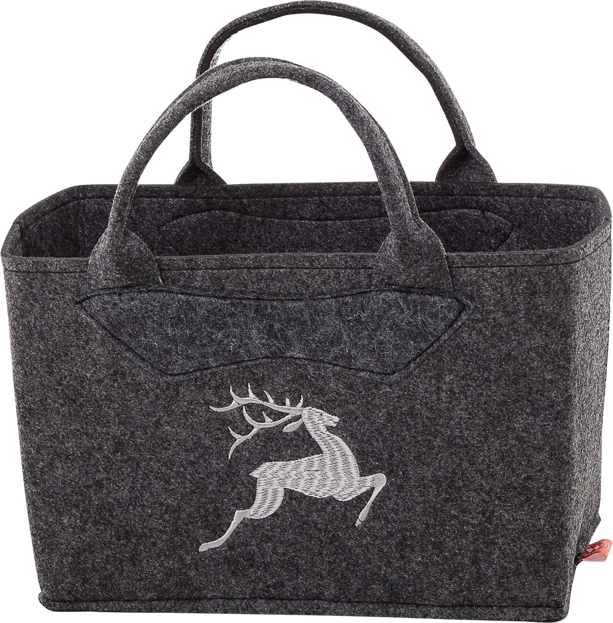 3557-55-56H FILZTASCHE UNI DUNKELGRAU HIRSCH SILBERGRAU GESTICKT