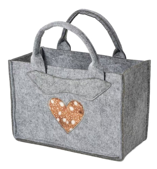 3557-56-50HF FILZTASCHE HELLGRAU MIT HERZ FELL LOOK