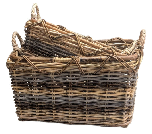 3564-03-0 HOLZKORB SATZ 1-2 AUS PEDDIGROHR NATUR/GRAU/BRAUN