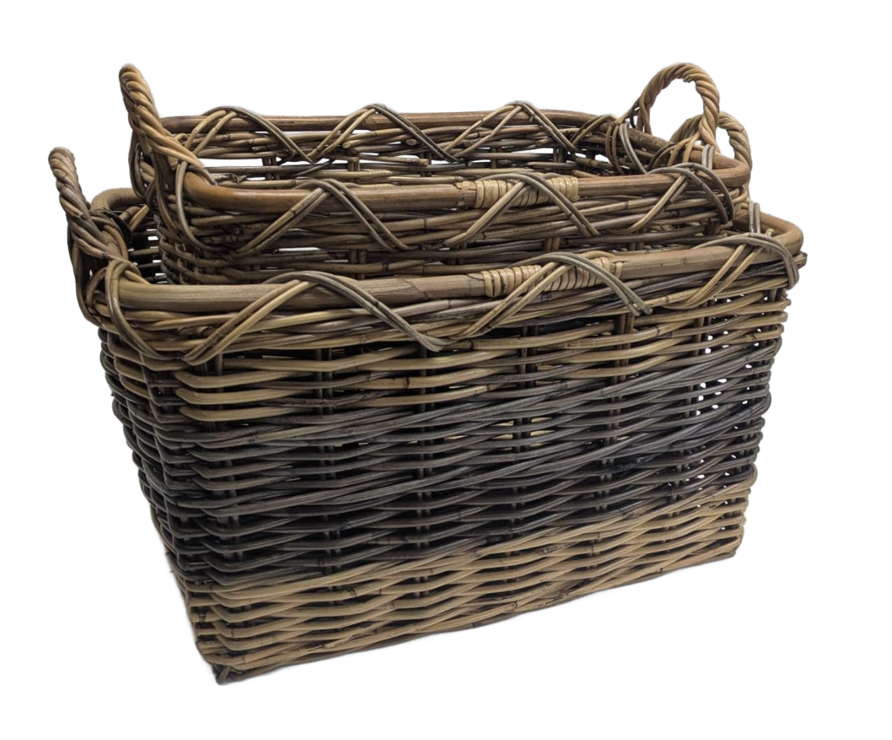 3564-03-0 HOLZKORB SATZ 1-2 AUS PEDDIGROHR NATUR/GRAU/BRAUN