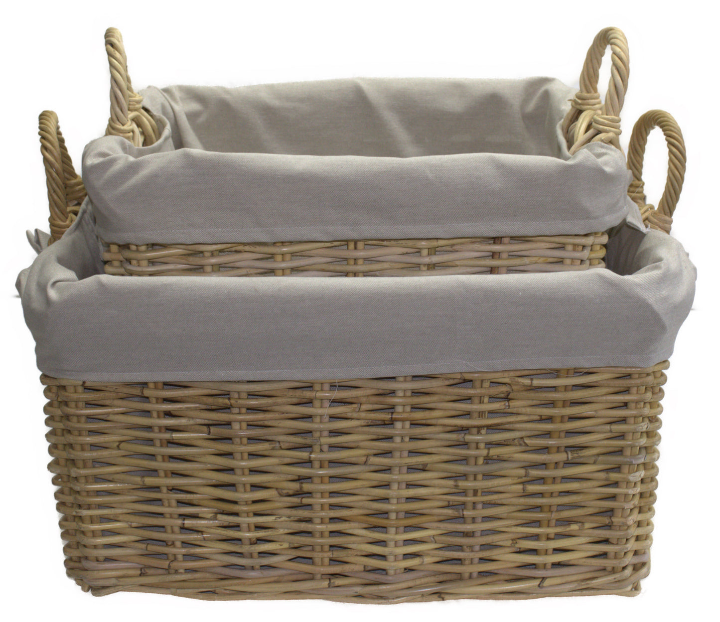 3564-20-1 HOLZKORB SATZ 1-2 AUS PEDDIGROHR NATUR MIT FUTTER