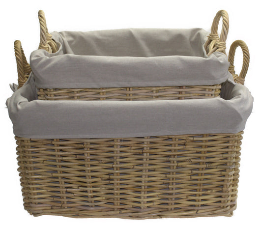 3564-20-1 HOLZKORB SATZ 1-2 AUS PEDDIGROHR NATUR MIT FUTTER