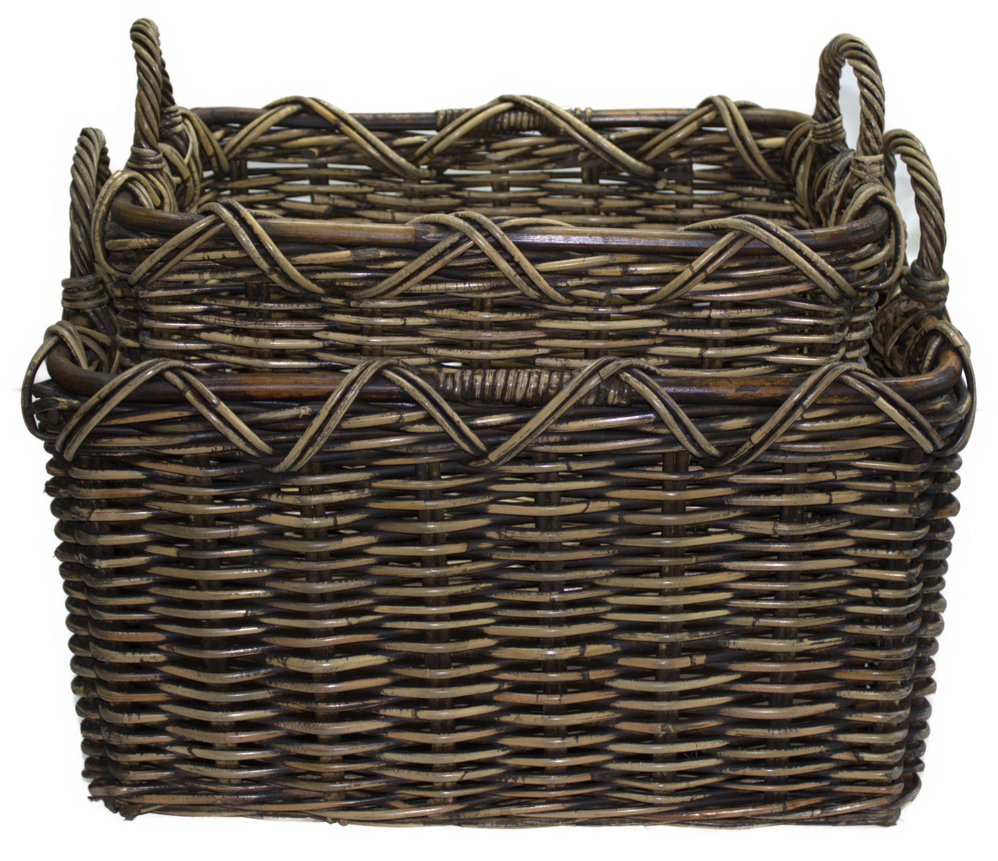 3564-50-0 HOLZKORB SATZ 1-2 AUS PEDDIGROHR BRAUN GEWASCHEN