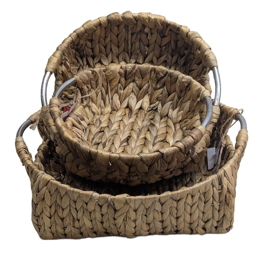 3999-20-0 Satz Schalen aus Wasserhyazinth 1-3 OBEN RUND BODEN ECKIG