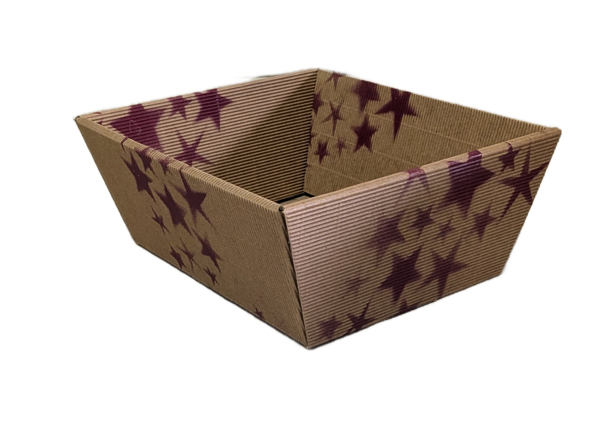 5500-22-0S GESCHENKKARTON 19 X 14X 10 CM NATUR RECHTECKIG STERNE ROT