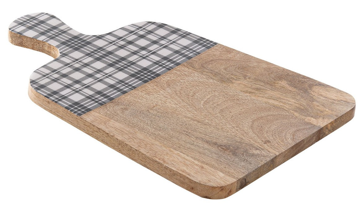 8027-03-0 HOLZBRETT MIT MOTIV KARO SCHWARZ/WEISS
