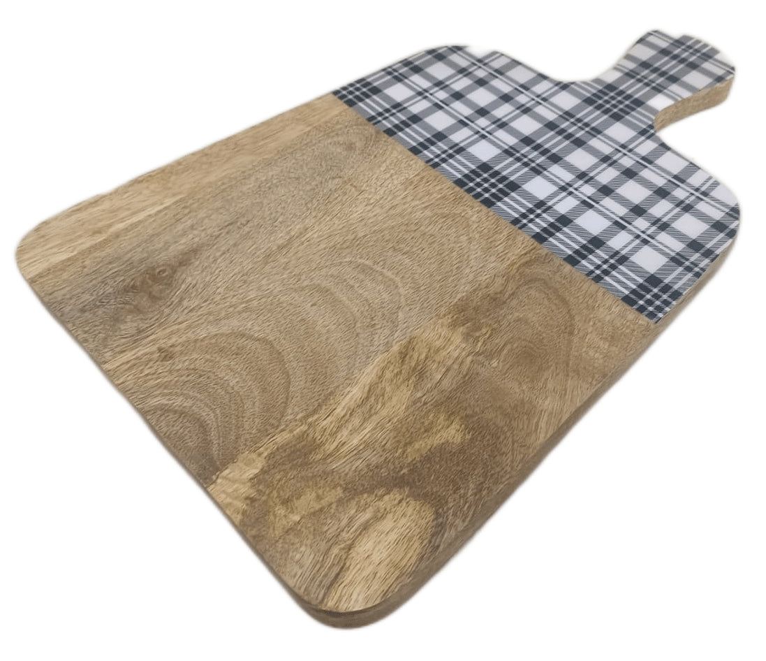 8027-03-0 HOLZBRETT MIT MOTIV KARO SCHWARZ/WEISS