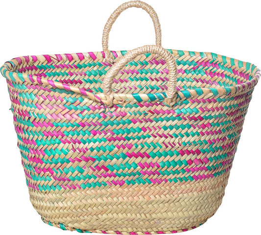 1084-20-0 STRANDTASCHE AUS PALMBLATT BUNT KURZER GRIFF