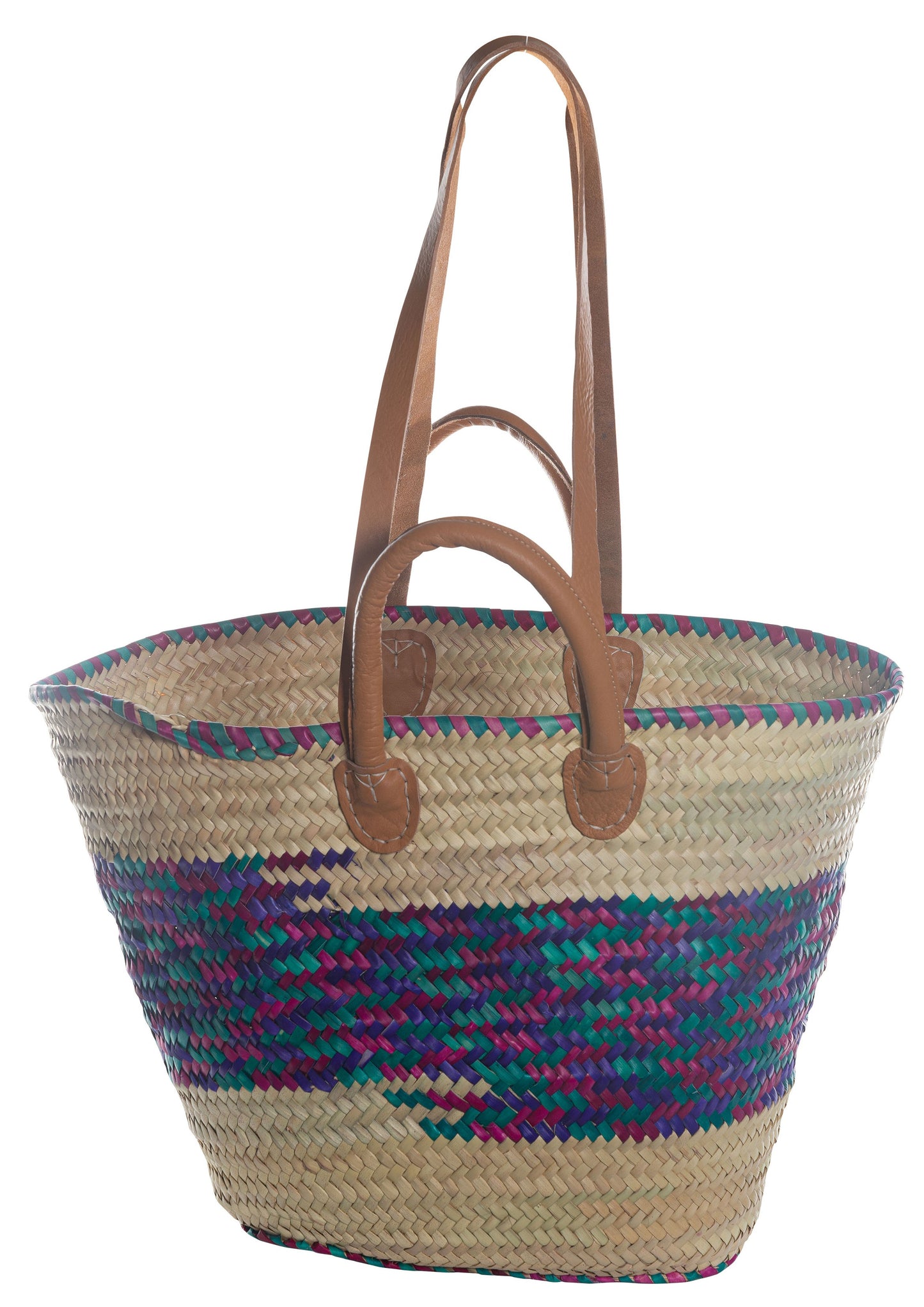 1089-20-0 STRANDTASCHE AUS PALMBLATT BUNT KURZER GRIFF/SCHULTERHENKEL