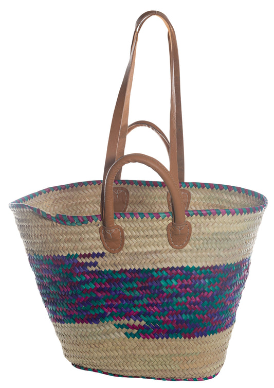 1089-20-0 STRANDTASCHE AUS PALMBLATT BUNT KURZER GRIFF/SCHULTERHENKEL