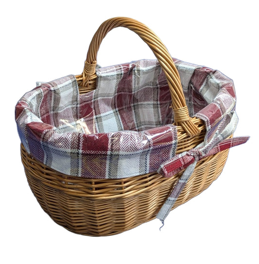 2240-10-1 EINKAUFSKORB/ AUTOKORB AUS GESOTTENER WEIDE MIT HENKEL MIT FUTTER