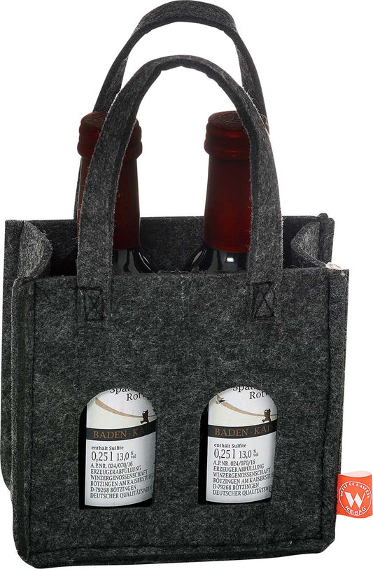 3511-55-0 FILZTASCHE FÜR  2 FLASCHEN ZUM VERPACKEN UNI DUNKELGRAU (klein)