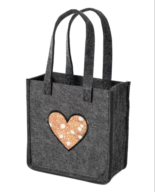 3514-55-50HF KLEINE FILZTASCHE DUNKELGRAU MIT HERZ FELL LOOK