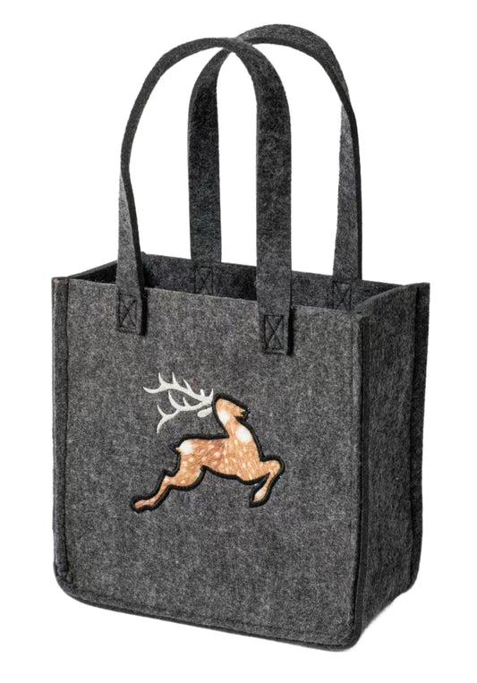 3515-55-50RF KLEINE FILZTASCHE DUNKELGRAU MIT HIRSCH FELL LOOK