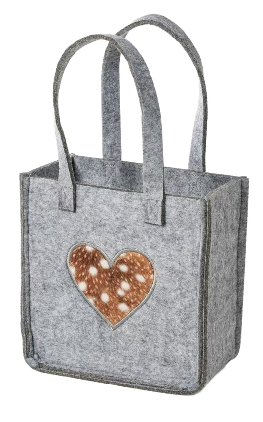 3514-56-50HF KLEINE FILZTASCHE HELLGRAU MIT HERZ FELL LOOK
