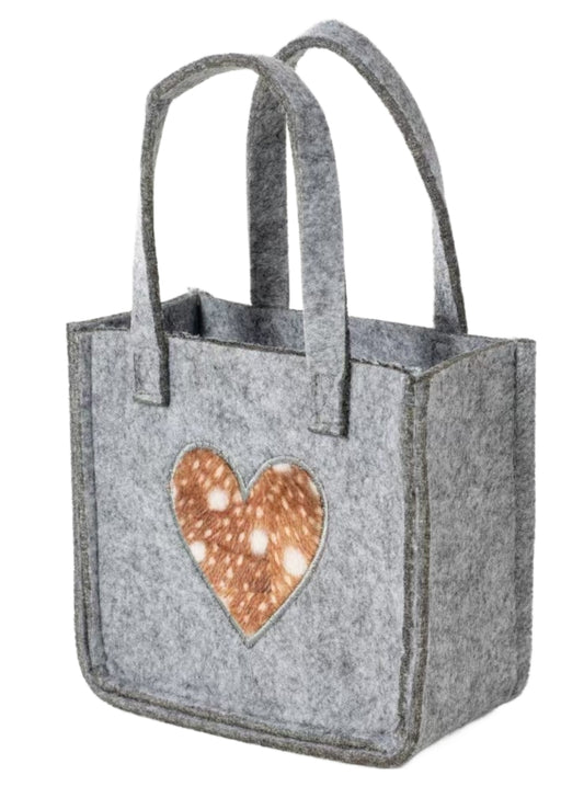 3515-56-50HF KLEINE FILZTASCHE HELLGRAU MIT HERZ FELL LOOK