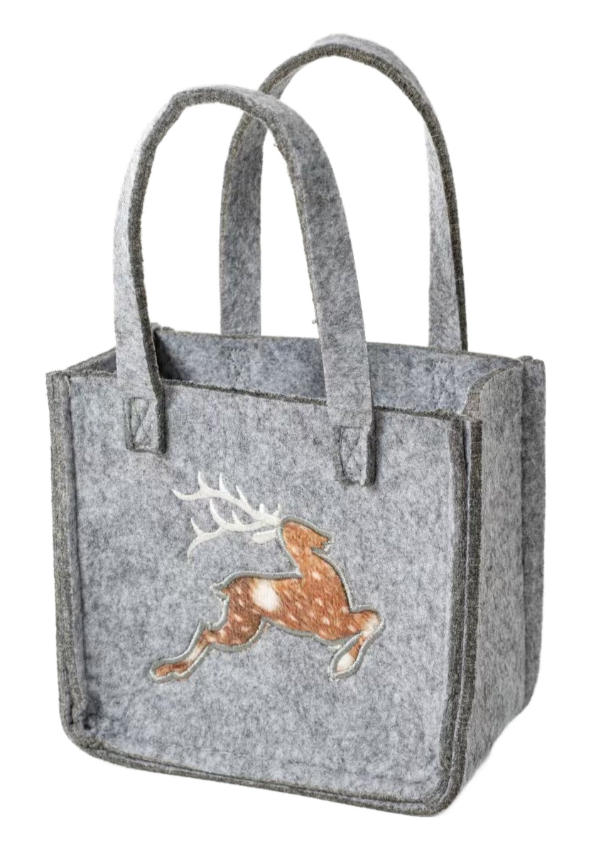 3515-56-50RF KLEINE FILZTASCHE HELLGRAU MIT HIRSCH FELL LOOK