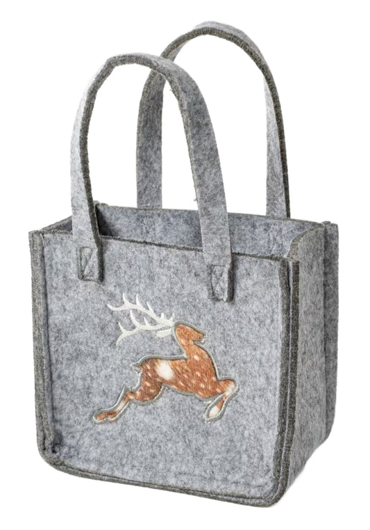 3515-56-50RF KLEINE FILZTASCHE HELLGRAU MIT HIRSCH FELL LOOK