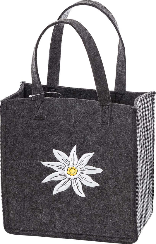 3516-55-23 FILZTASCHE DUNKELGRAU MIT EDELWEISS GESTICKT