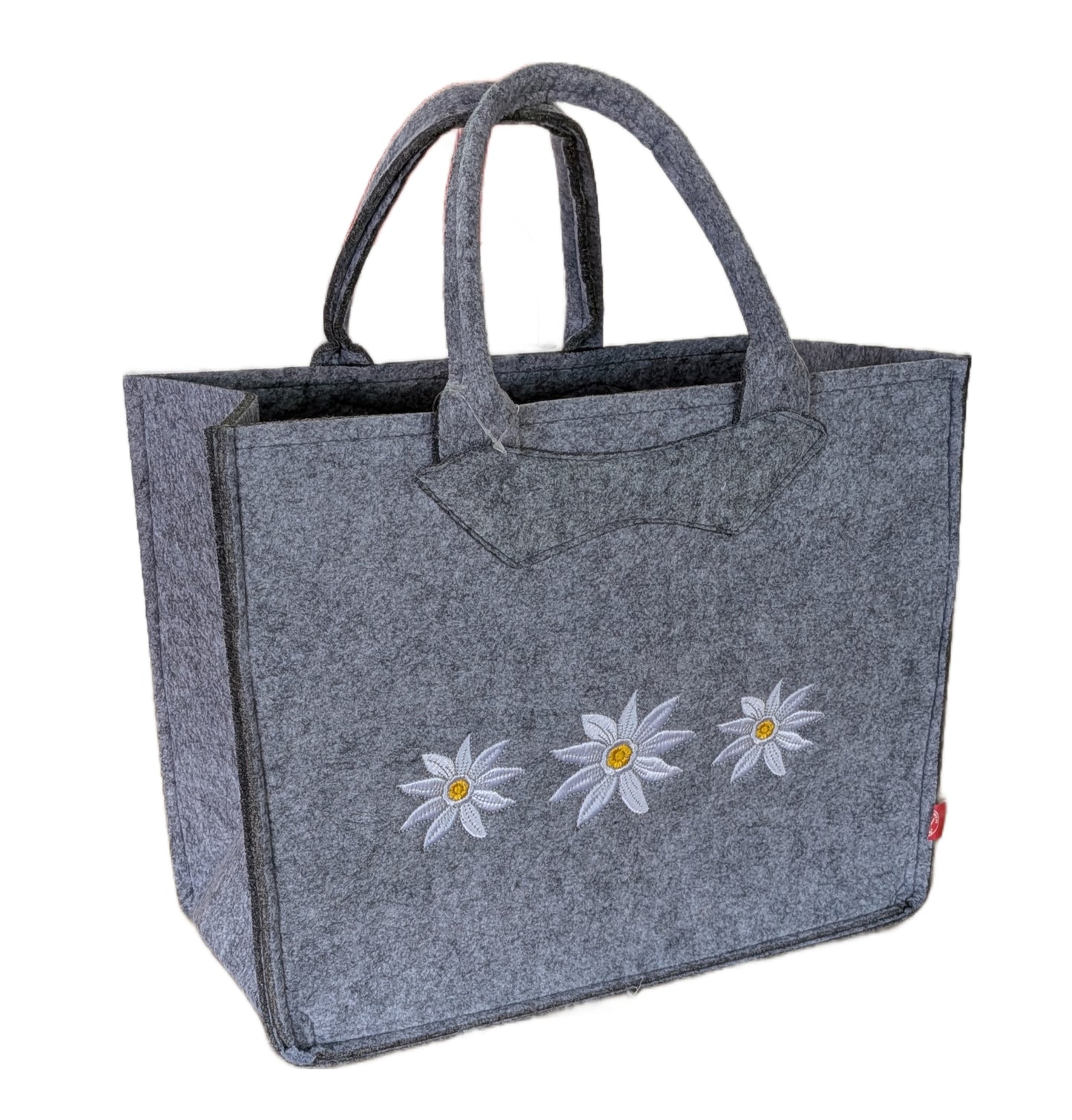 3553-56-23 FILZTASCHE HELLGRAU MIT EDELWEISS