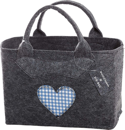 3557-55-0 HB FILZTASCHE UNI DUNKELGRAU HERZ KARO BLAU