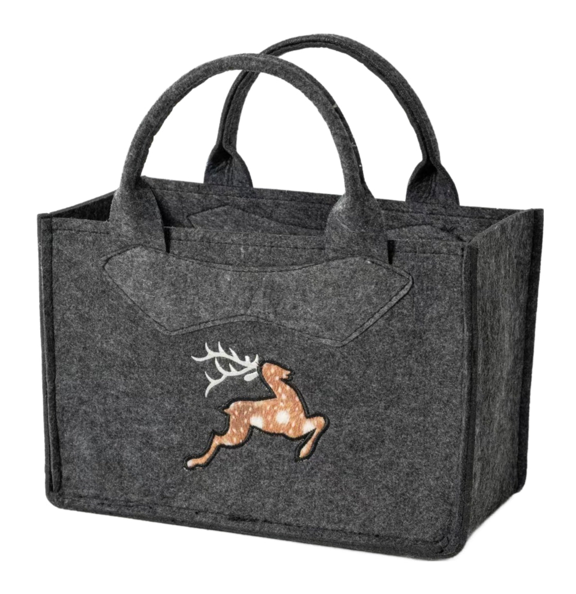 3557-55-50RF FILZTASCHE DUNKELGRAU MIT HIRSCH FELL LOOK