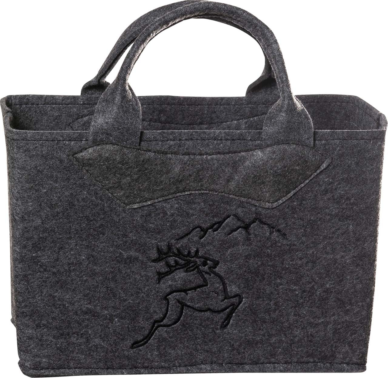 3557-55-55BG FILZTASCHE UNI DUNKELGRAU HIRSCH SCHWARZ GESTICKT