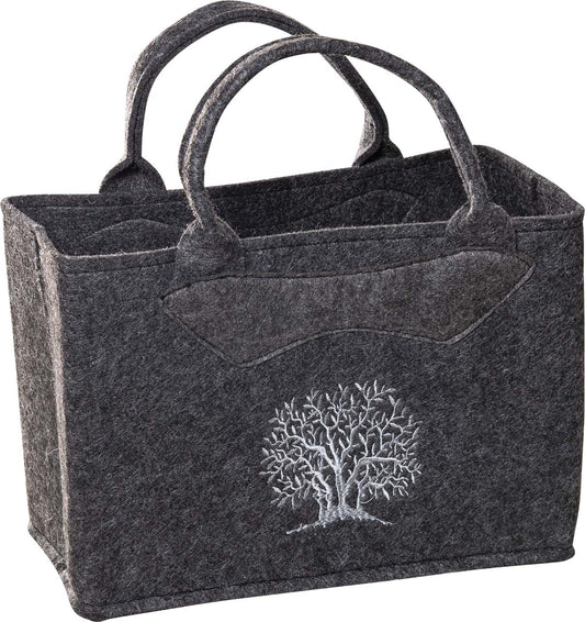 3557-55-56B FILZTASCHE UNI DUNKELGRAU BAUM SILBERGRAU GESTICKT