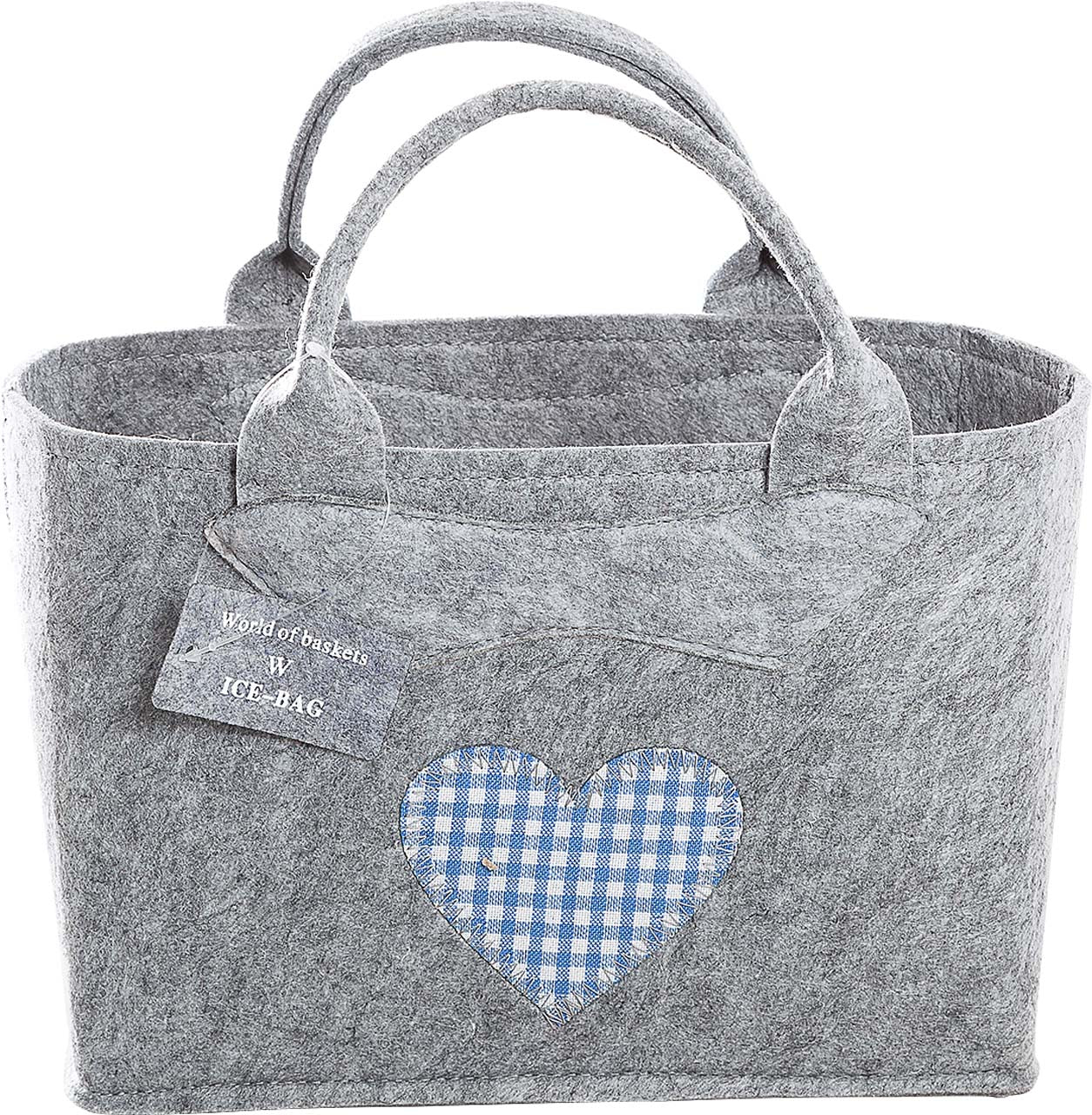 3557-56-0 HB FILZTASCHE UNI HELLGRAU HERZ KARO BLAU