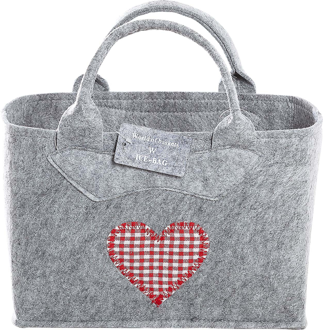 3557-56-0 HR FILZTASCHE UNI HELLGRAU HERZ KARO ROT