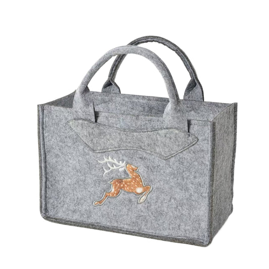 3557-56-50RF FILZTASCHE HELLGRAU MIT HIRSCH FELL LOOK