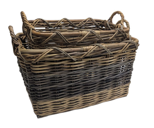 3564-03-0 HOLZKORB SATZ 1-2 AUS PEDDIGROHR NATUR/GRAU/BRAUN