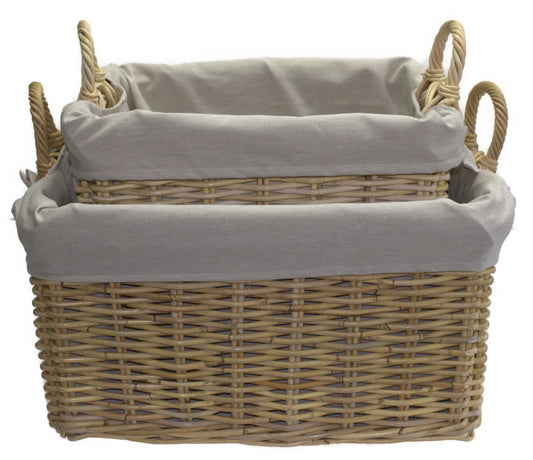 3564-20-1 HOLZKORB SATZ 1-2 AUS PEDDIGROHR NATUR MIT FUTTER