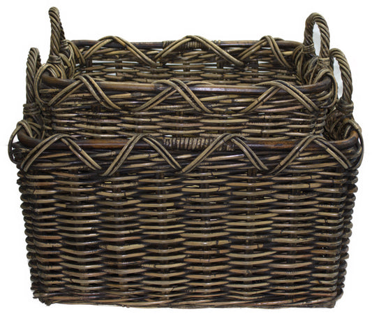 3564-50-0 HOLZKORB SATZ 1-2 AUS PEDDIGROHR BRAUN GEWASCHEN