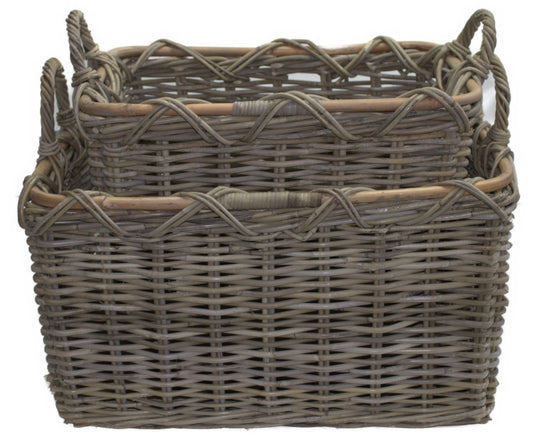 3564-56-0 HOLZKORB SATZ 1-2 AUS PEDDIGROHR GRAU