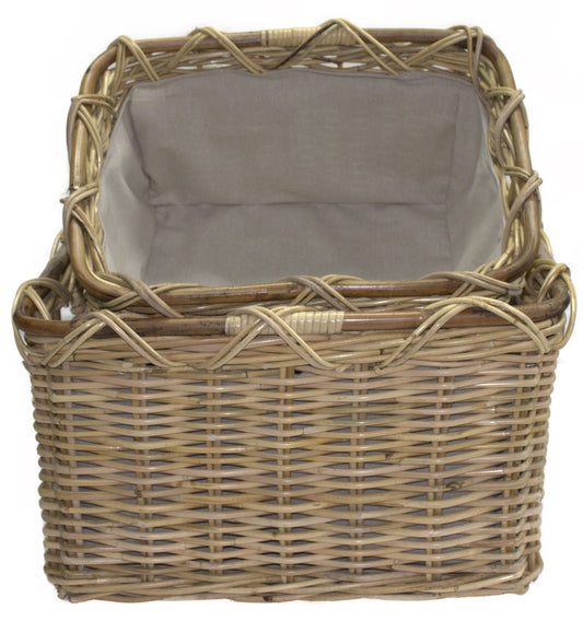 3567-20-1 HOLZKORB SATZ 1-2 AUS PEDDIGROHR NATUR MIT FUTTER