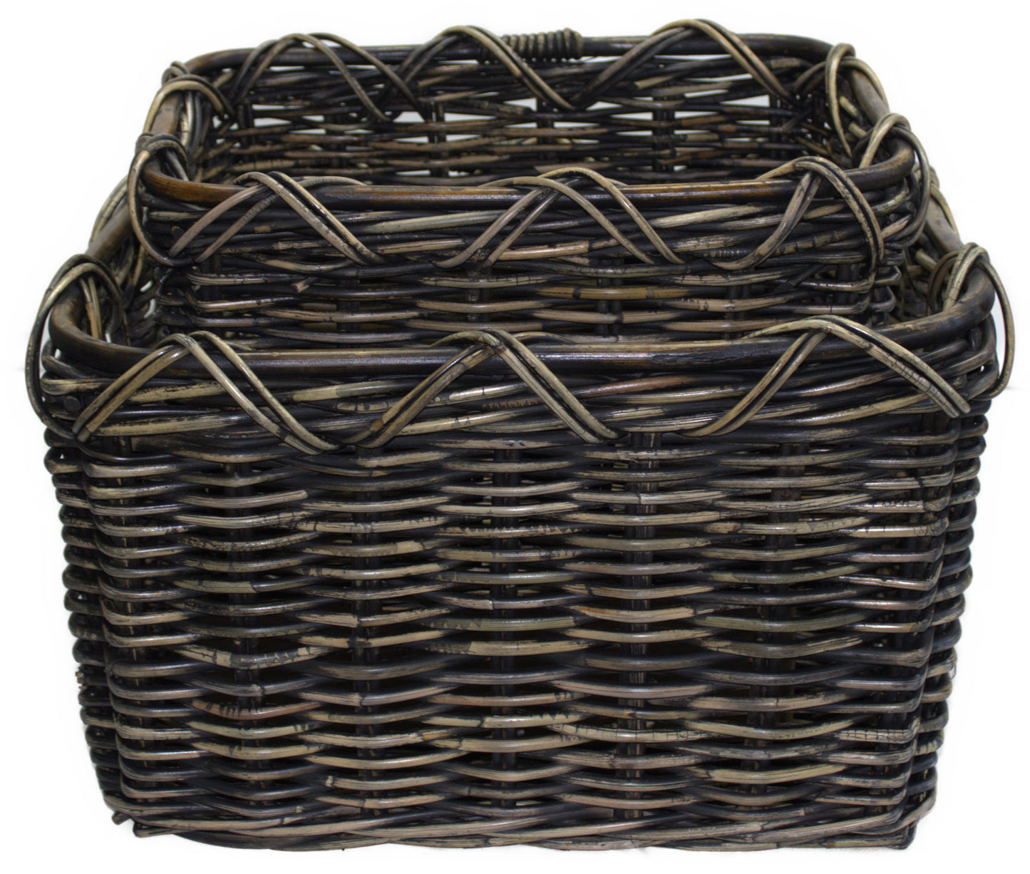 3567-55-0 HOLZKORB SATZ 1-2 AUS PEDDIGROHR SCHWARZ GEWASCHEN