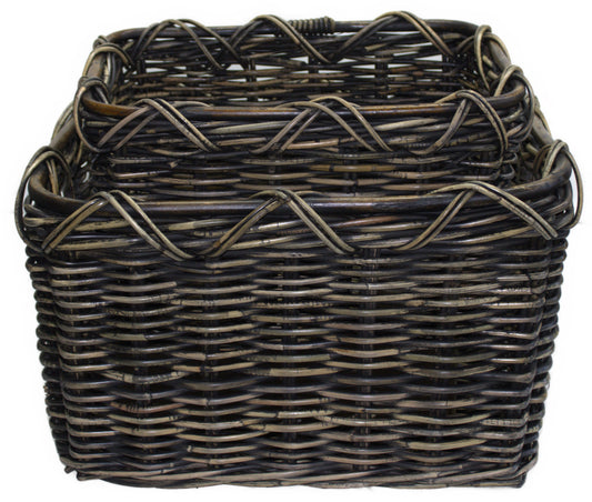 3567-55-0 HOLZKORB SATZ 1-2 AUS PEDDIGROHR SCHWARZ GEWASCHEN