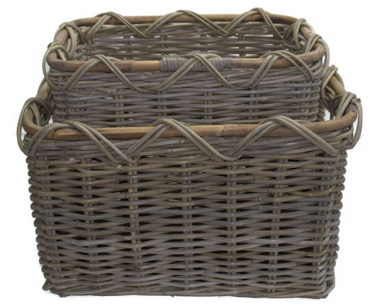 3567-56-0 HOLZKORB SATZ 1-2 AUS PEDDIGROHR GRAU