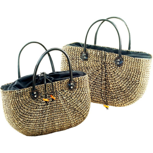 3911-55-2 TASCHE AUS SEEGRAS 1-2  SCHWARZ GEWASCHEN