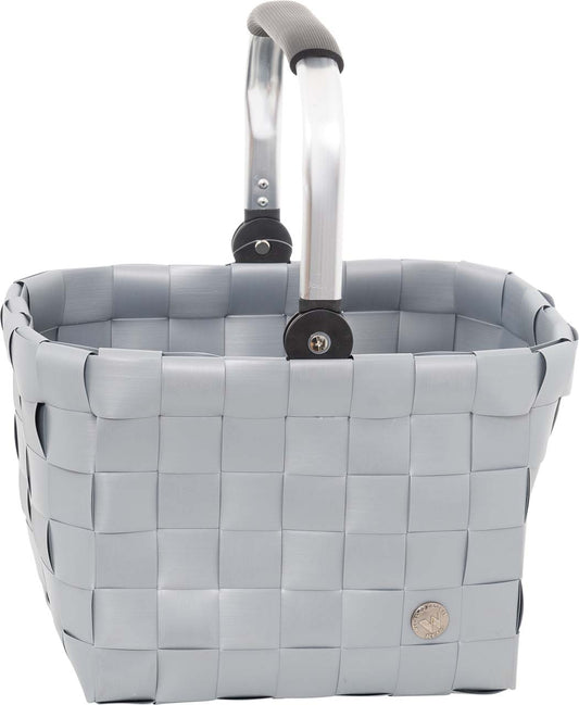 5035-56-0U PREMIUM Korb mit KLAPP-GRIFF SHOPPER Uni Grau/Silbergrau