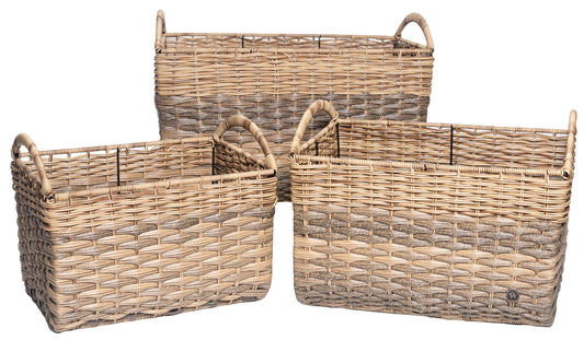 7001-03-0 POLYRATTAN MEHRZWECKKORB SATZ 1-3 RECHTECKIG