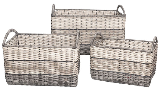 7001-57-0 POLYRATTAN MEHRZWECKKORB SATZ 1-3 RECHTECKIG